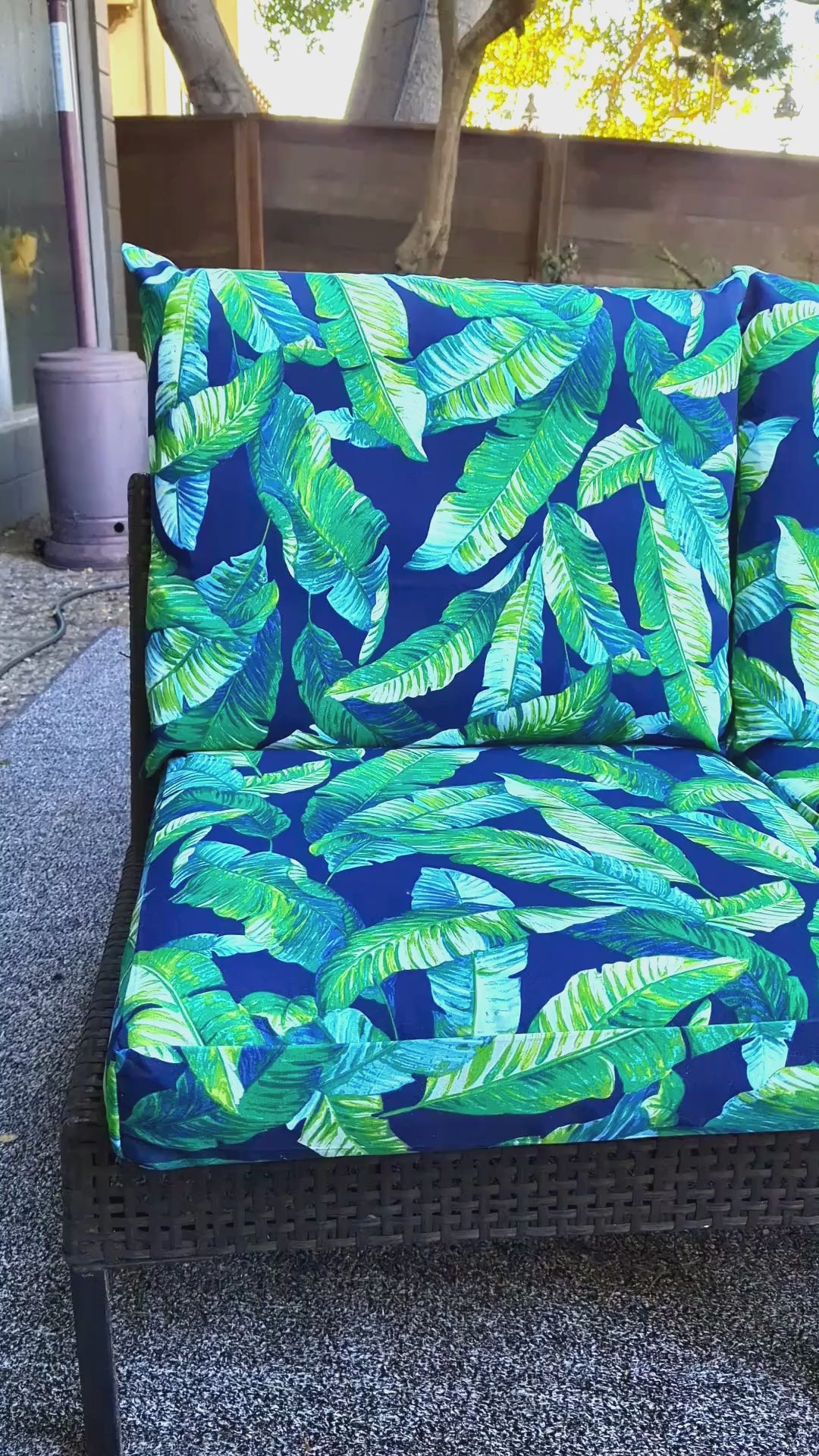 8-PIECE DELUXE BUNDLE Outdoor Cushion Cover Set and Chair Pads – Compatible with IKEA Duvholmen, Blue Palms